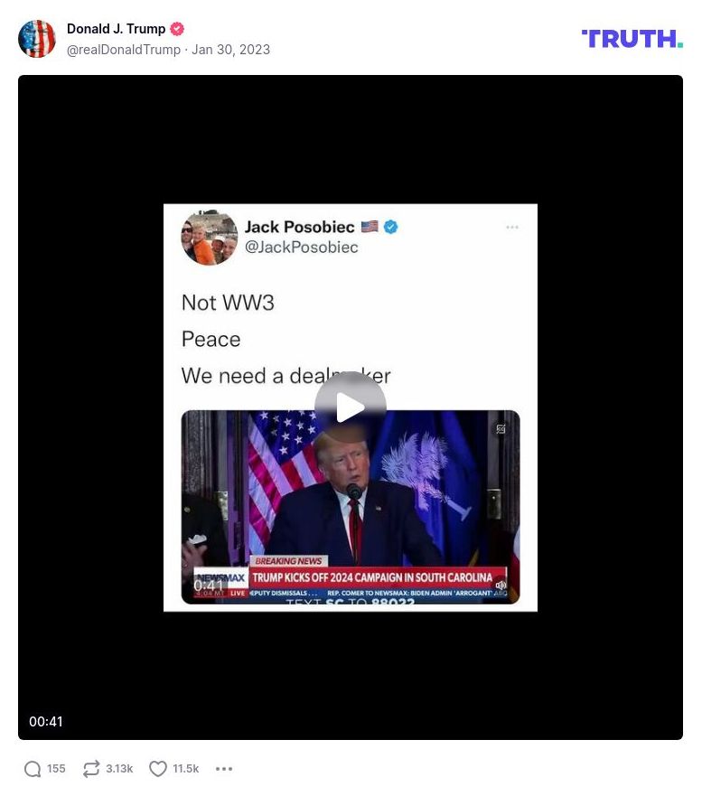 Post image from Donald Trump