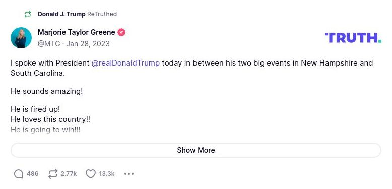 Post image from Donald Trump