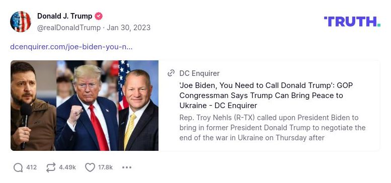 Post preview from Donald Trump