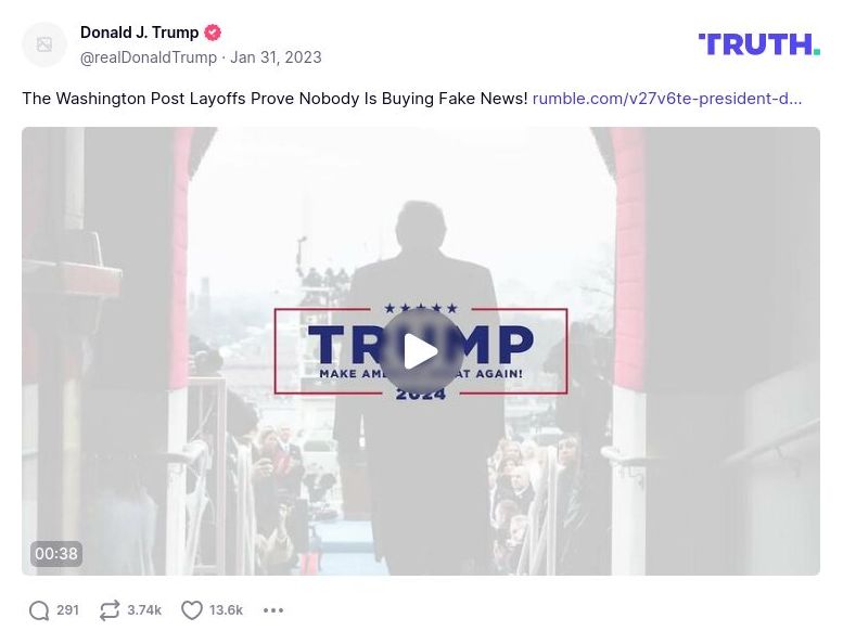 Post image from Donald Trump