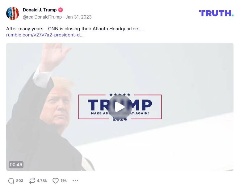 Post preview from Donald Trump