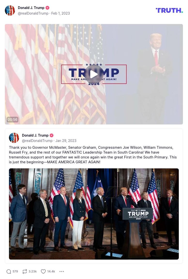 Post image from Donald Trump