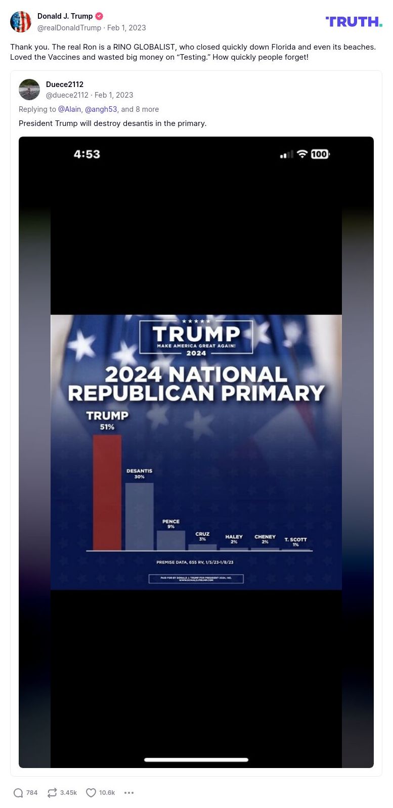 Post image from Donald Trump