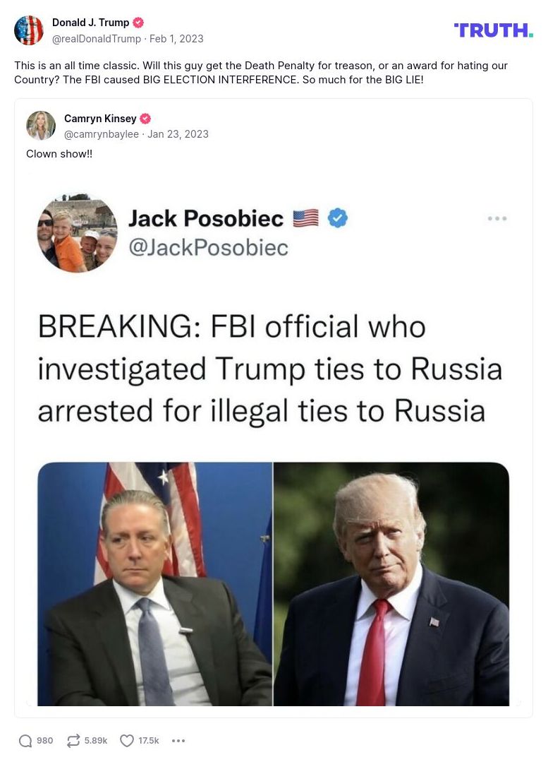 Post image from Donald Trump