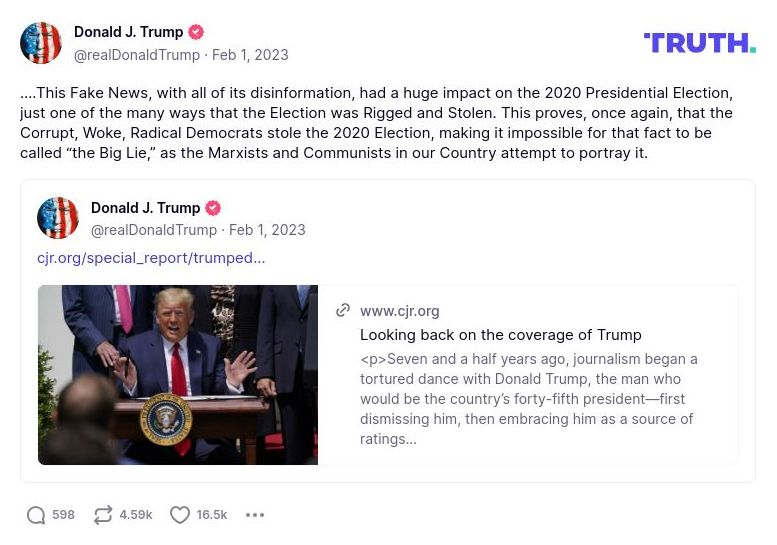 Post image from Donald Trump