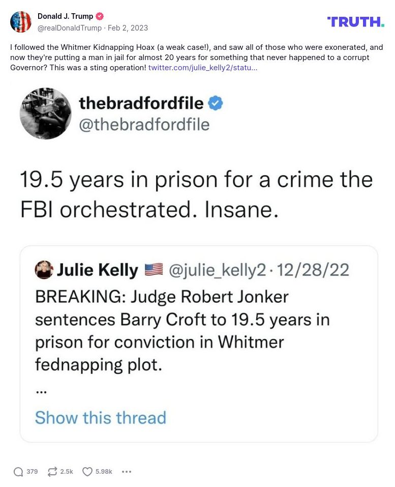 Post image from Donald Trump