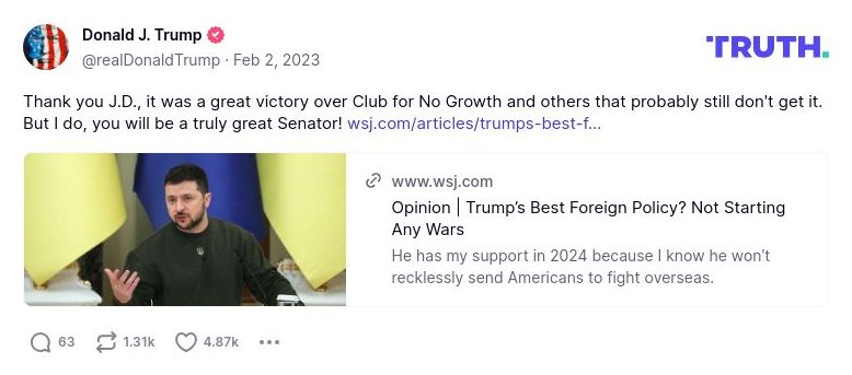 Post preview from Donald Trump