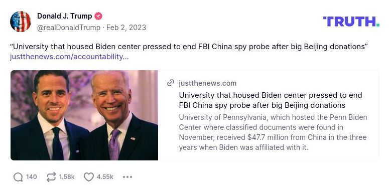 Post preview from Donald Trump