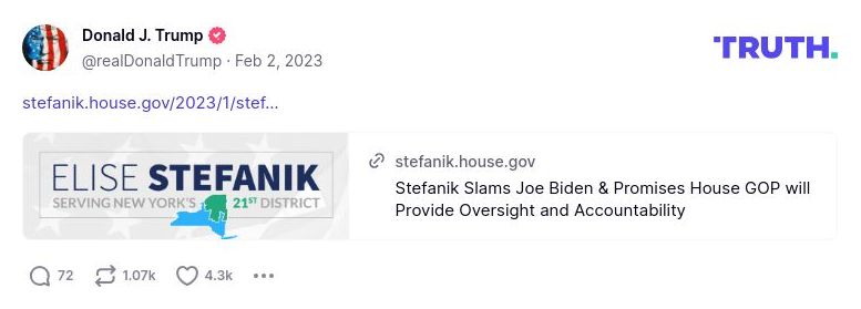 Post image from Donald Trump