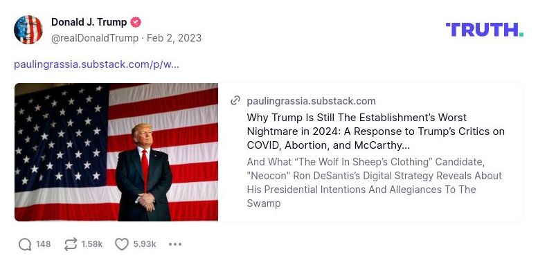 Post image from Donald Trump