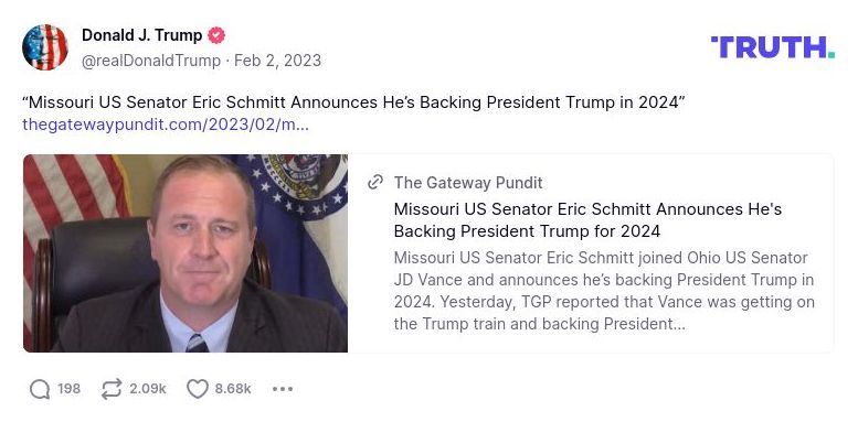 Post image from Donald Trump