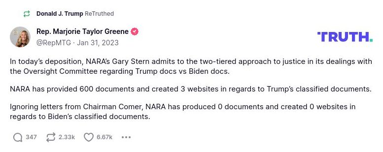 Post image from Donald Trump