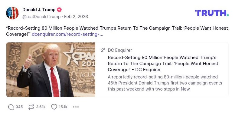 Post image from Donald Trump