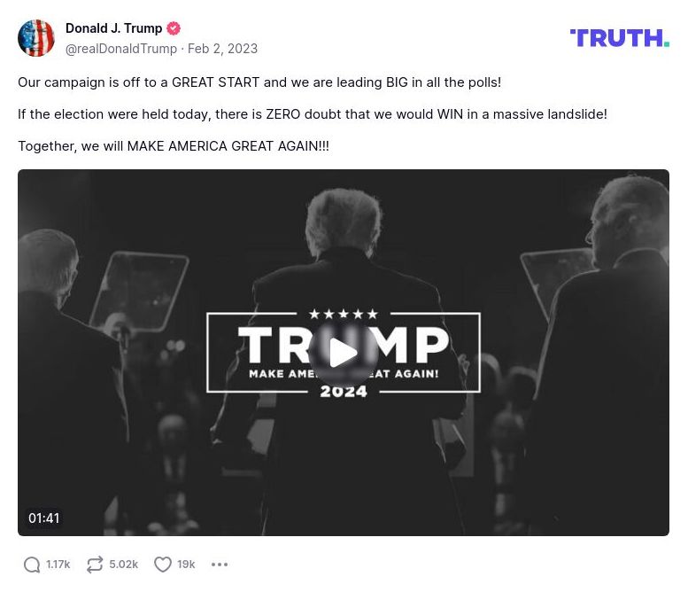 Post image from Donald Trump