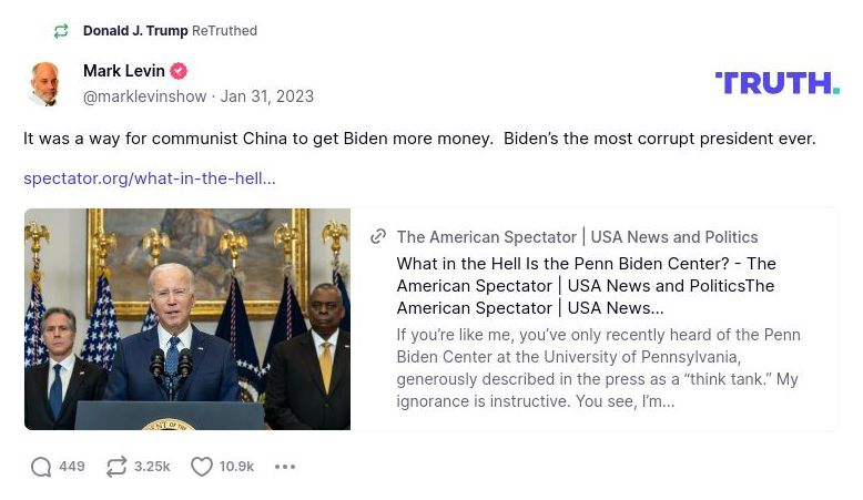 Post preview from Donald Trump