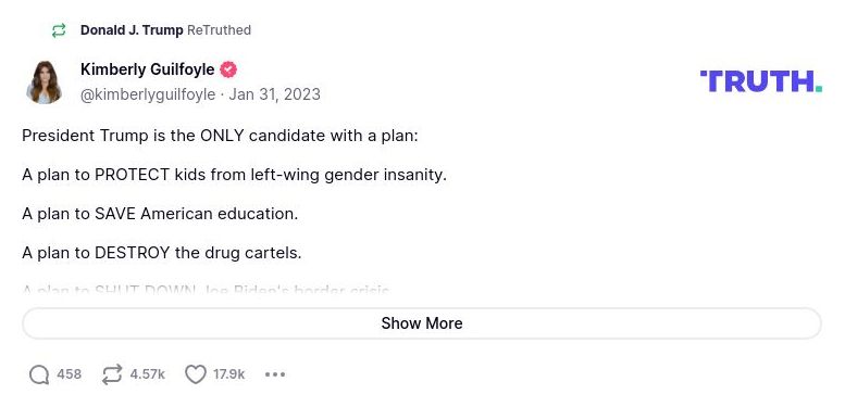 Post image from Donald Trump