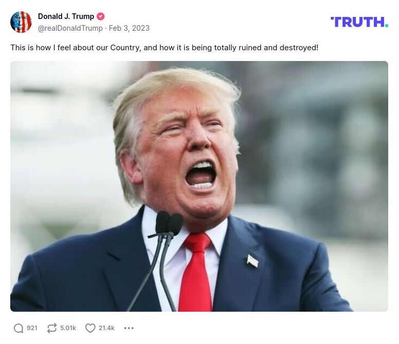 Post image from Donald Trump