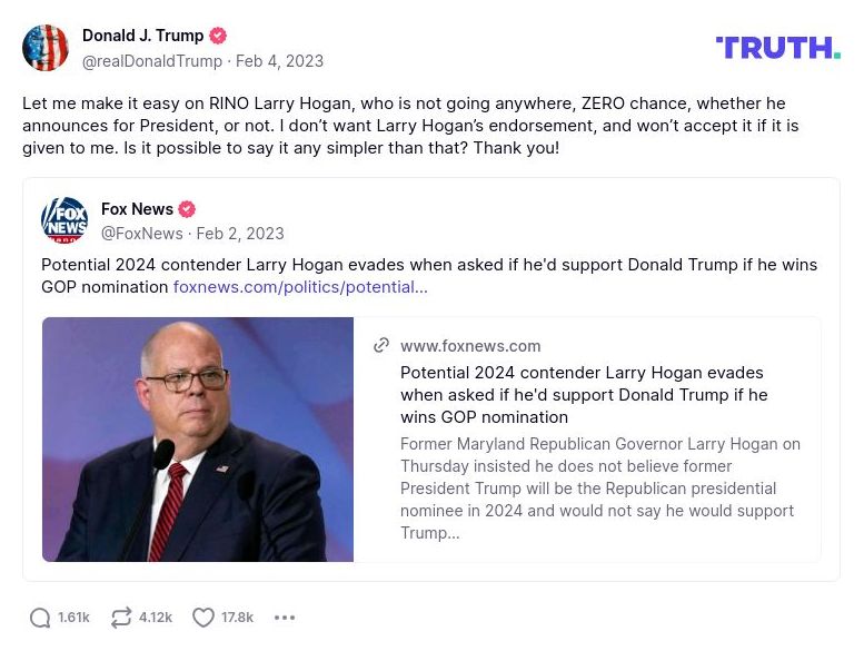 Post image from Donald Trump