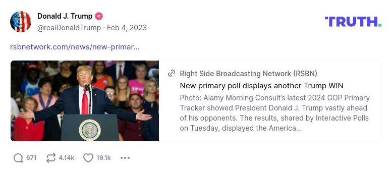 Post image from Donald Trump