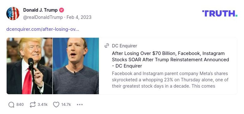 Post image from Donald Trump