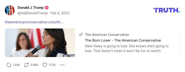 Post image from Donald Trump