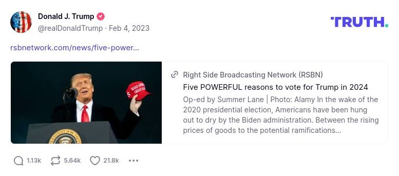 Post image from Donald Trump