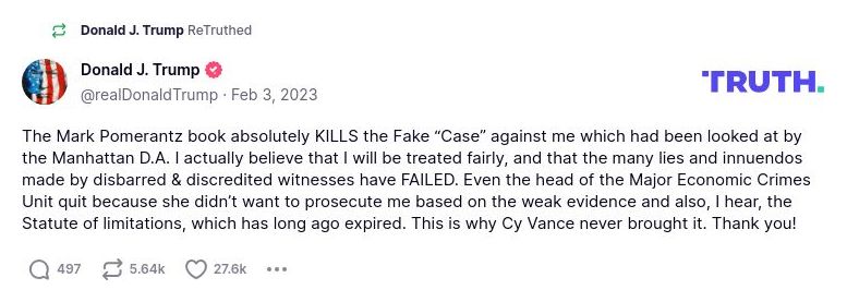 Post image from Donald Trump