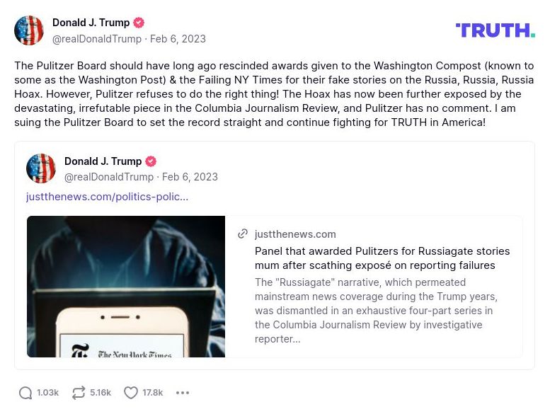 Post image from Donald Trump