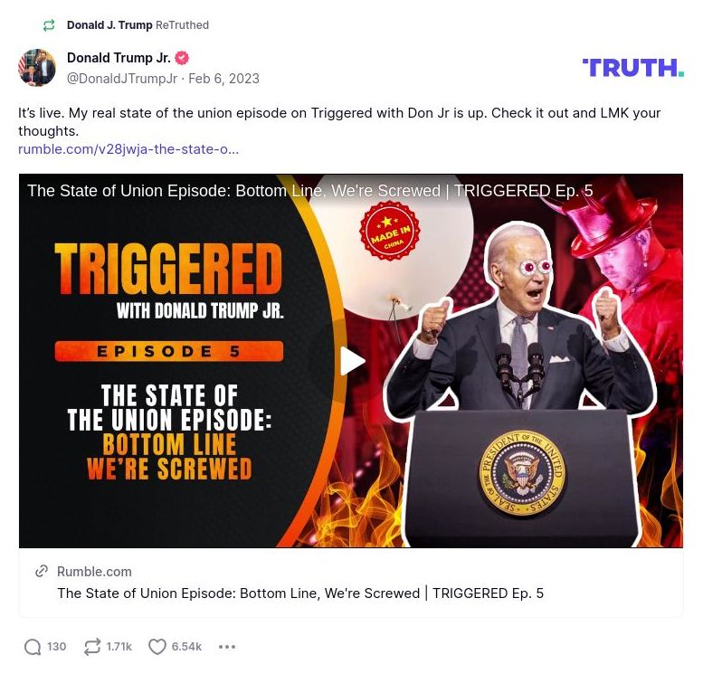 Post image from Donald Trump