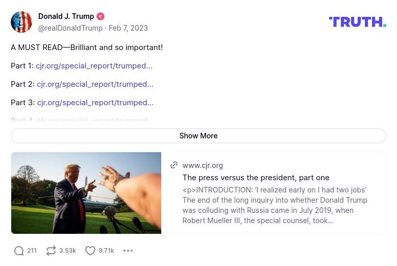 Post image from Donald Trump