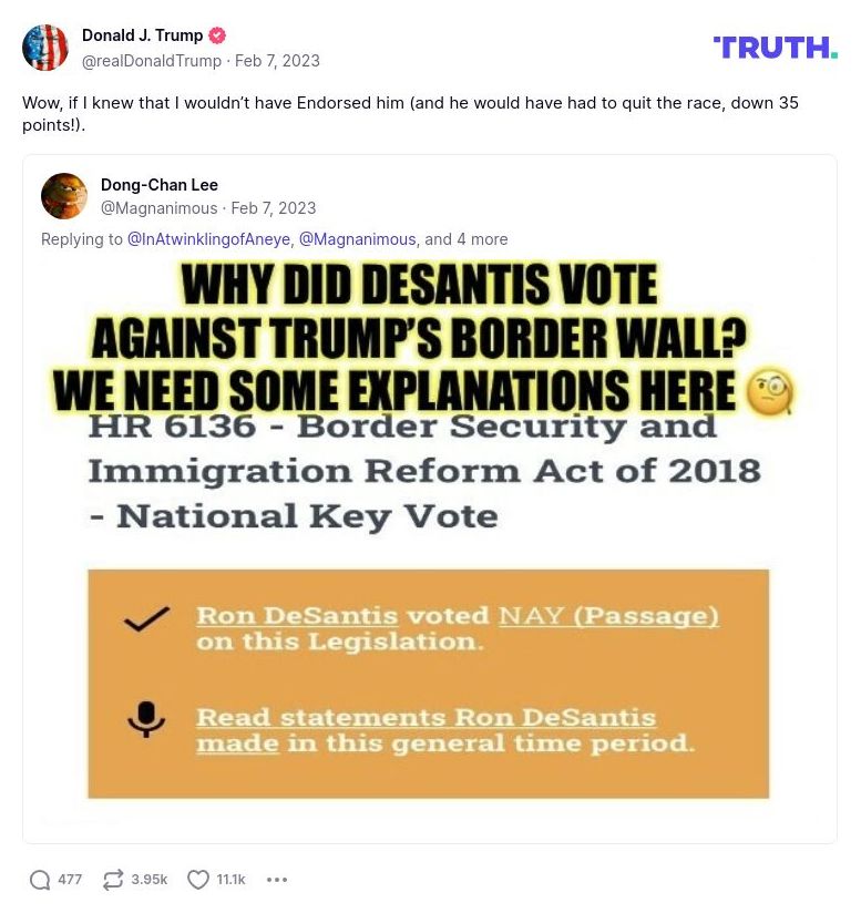 Post image from Donald Trump