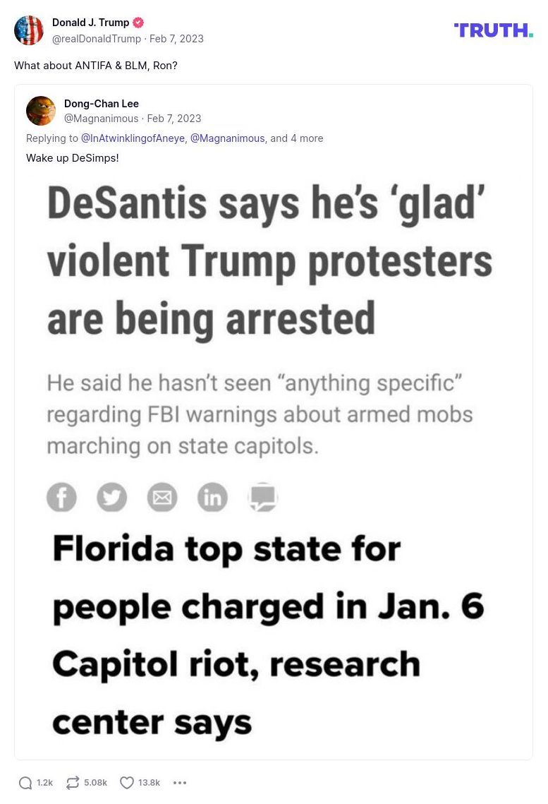 Post image from Donald Trump