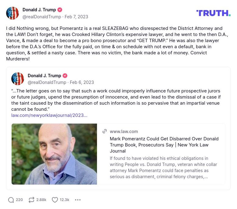 Post image from Donald Trump