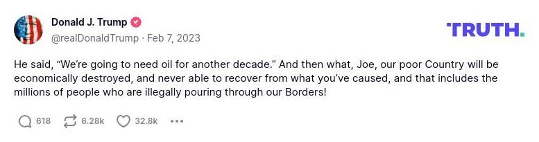 Post image from Donald Trump