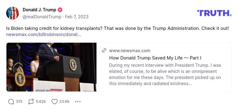 Post image from Donald Trump