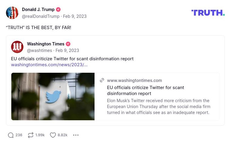 Post image from Donald Trump