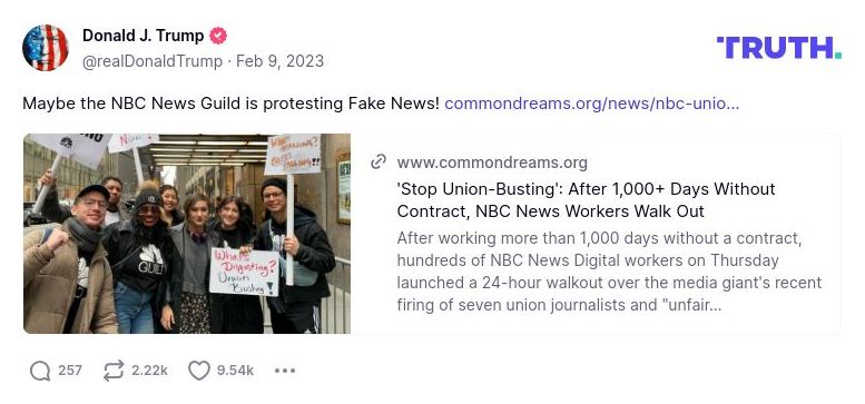 Post image from Donald Trump