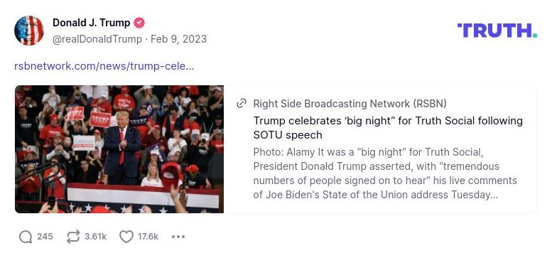 Post image from Donald Trump