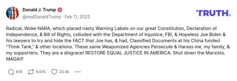 Post preview from Donald Trump