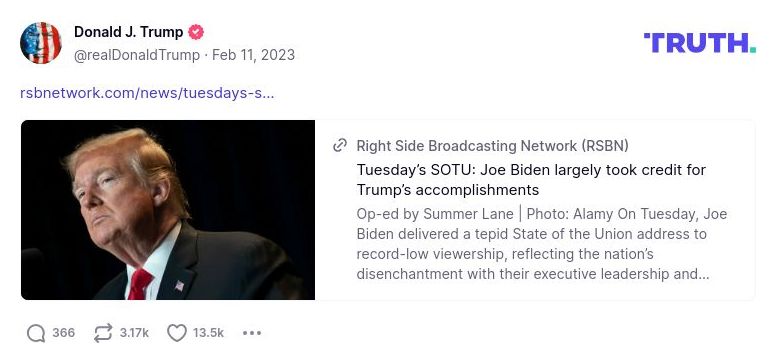 Post image from Donald Trump