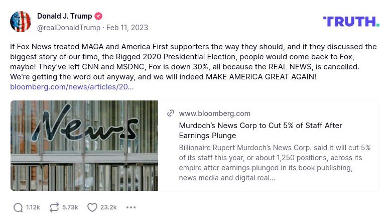 Post preview from Donald Trump