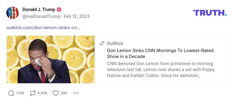 Post image from Donald Trump