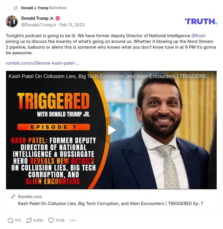 Post image from Donald Trump