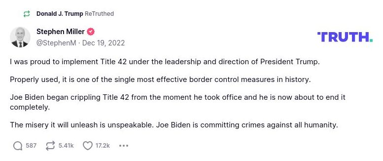 Post image from Donald Trump