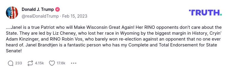 Post image from Donald Trump