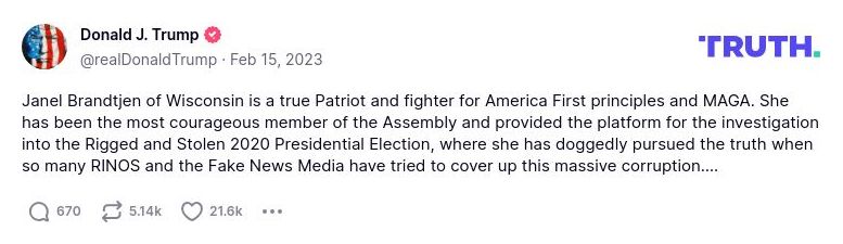 Post image from Donald Trump