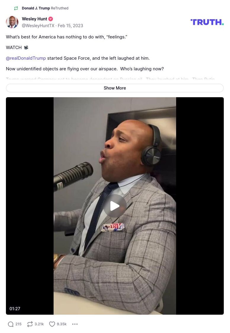 Post preview from Donald Trump