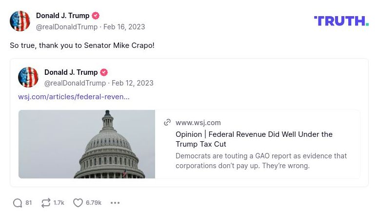 Post image from Donald Trump