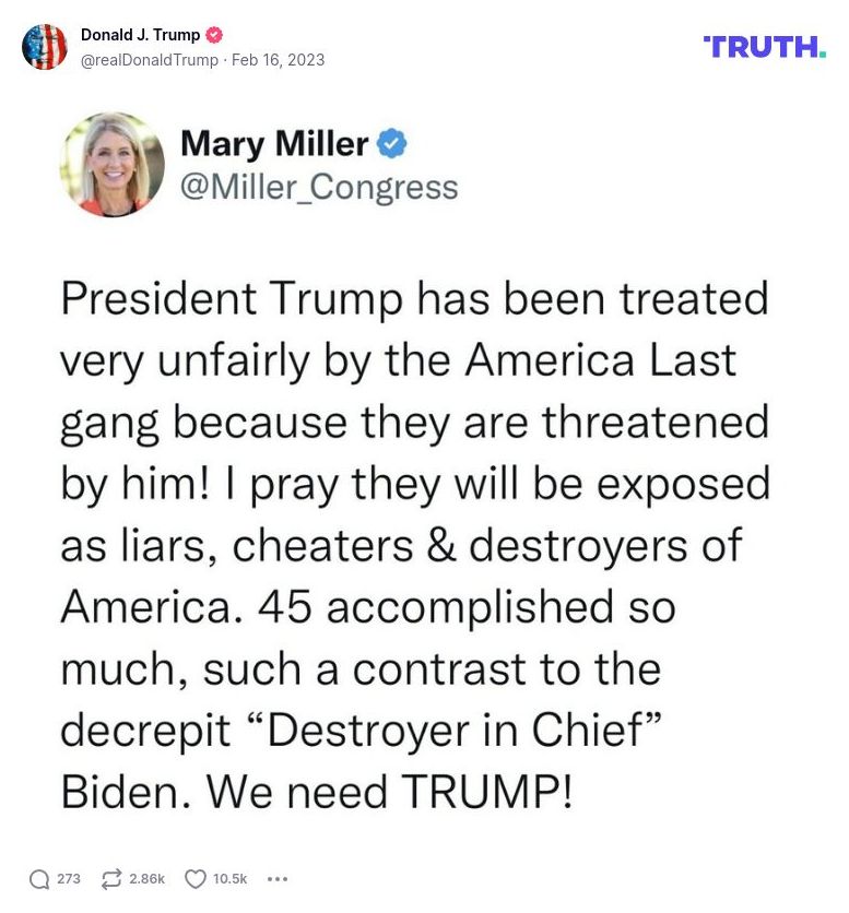 Post image from Donald Trump