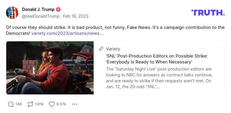 Post image from Donald Trump